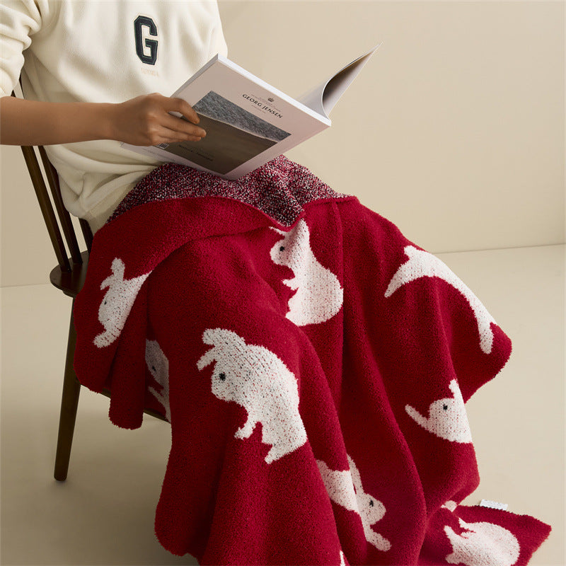 New Year Rabbit Blanket Sofa Blanket Scarf - -