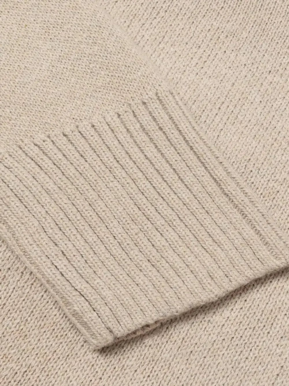 V-Neck Long Sleeve Knit Top - -