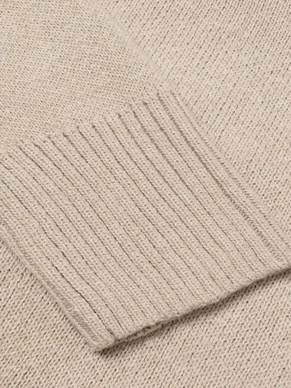 V-Neck Long Sleeve Knit Top - -