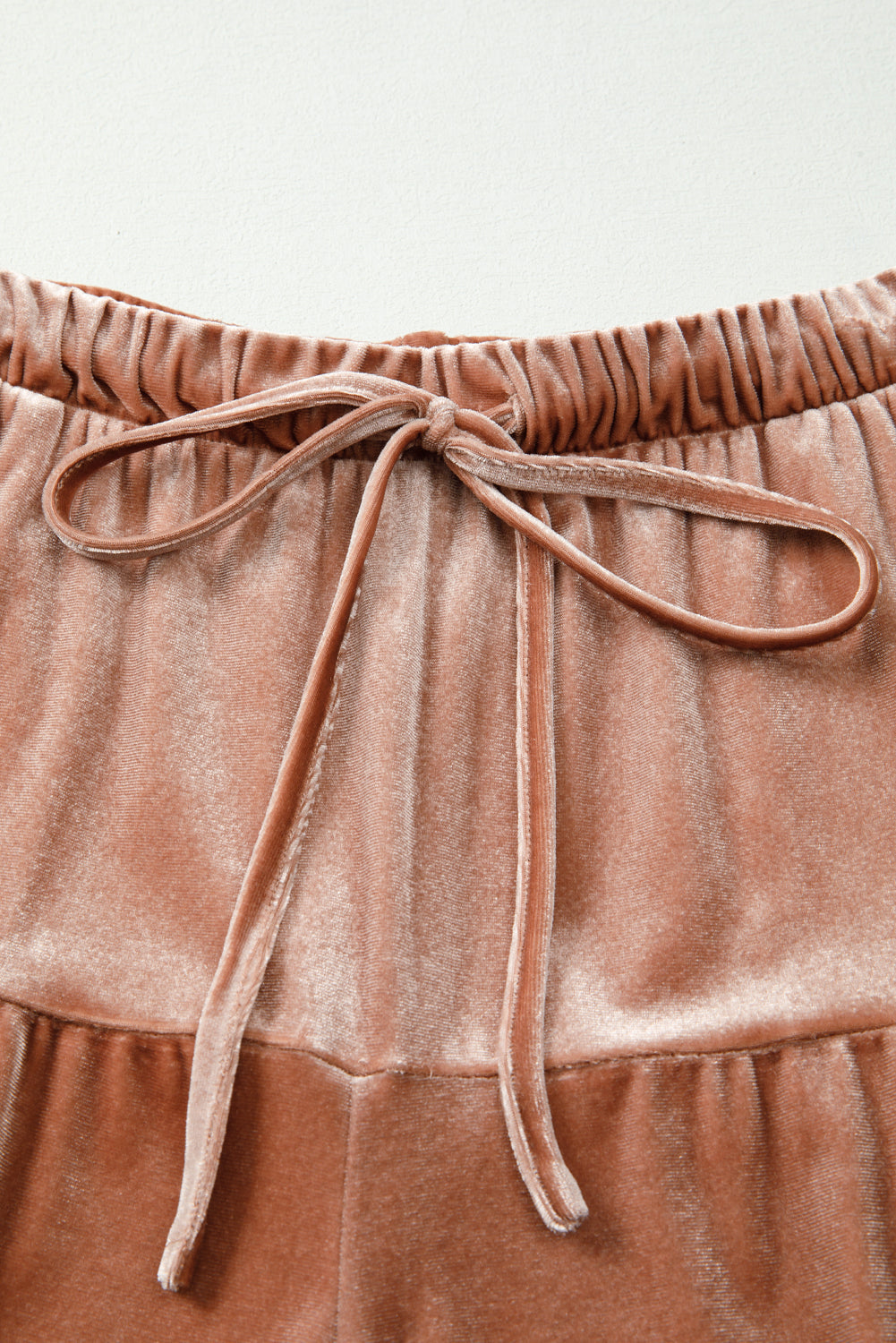 Straw Yellow Mineral Wash Lace-up High Waist Tiered Bell Bottom Pants - - Bottoms/Pants & Culotte