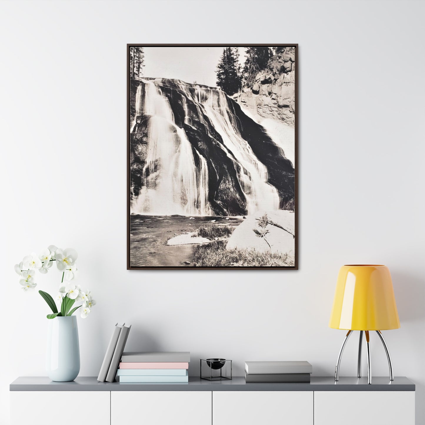 Gibbon Falls Yellowstone Gallery Canvas Wraps, Vertical Frame