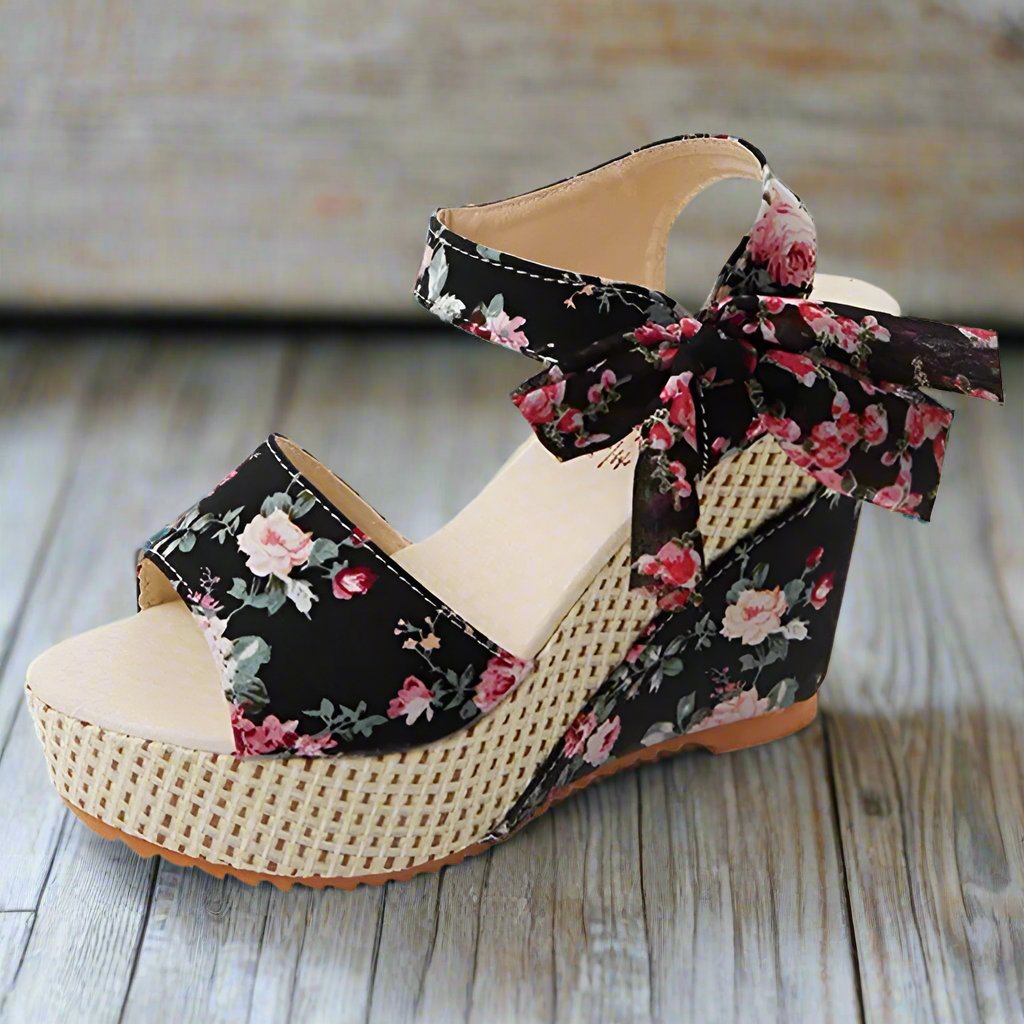 Lace Leisure Fish Mouth Wedge Heels