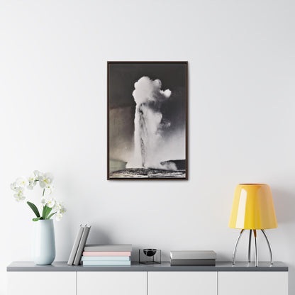Old Faithful Geyser Yellowstone Gallery Canvas Wraps Vertical Frame 20″ x 30″ Premium Gallery Wraps (1.25″) Walnut