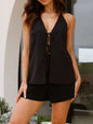 Tied Front Halter Neck Top and Shorts Set- Shopimist- {{Product type}}
