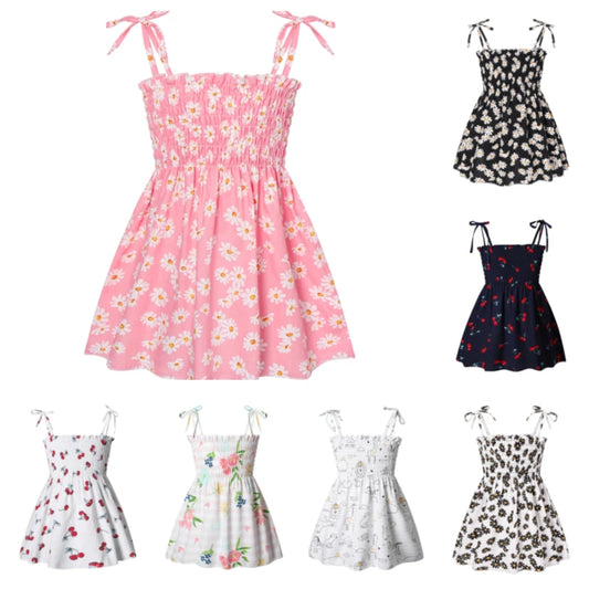 Girls Sleeveless Cotton Flower Print Sundress