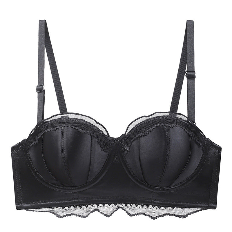 Lace Bustier Bra for Wedding Supports and Shapes - Sexy temptation black single piece 36 80AB - bra