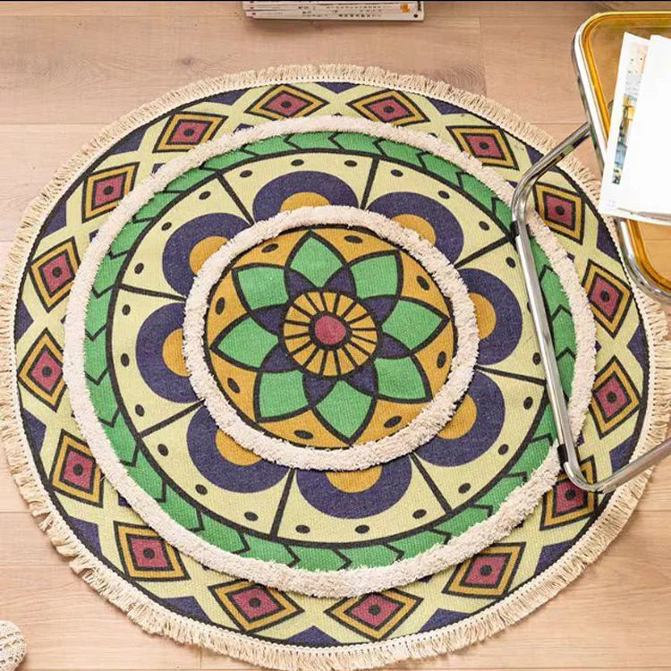 Mandala Round Rugs Custom Tufted Rugs Mat With Tassels