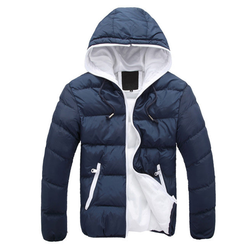 Mens Hooded Thick Down Cotton Coat - - coat