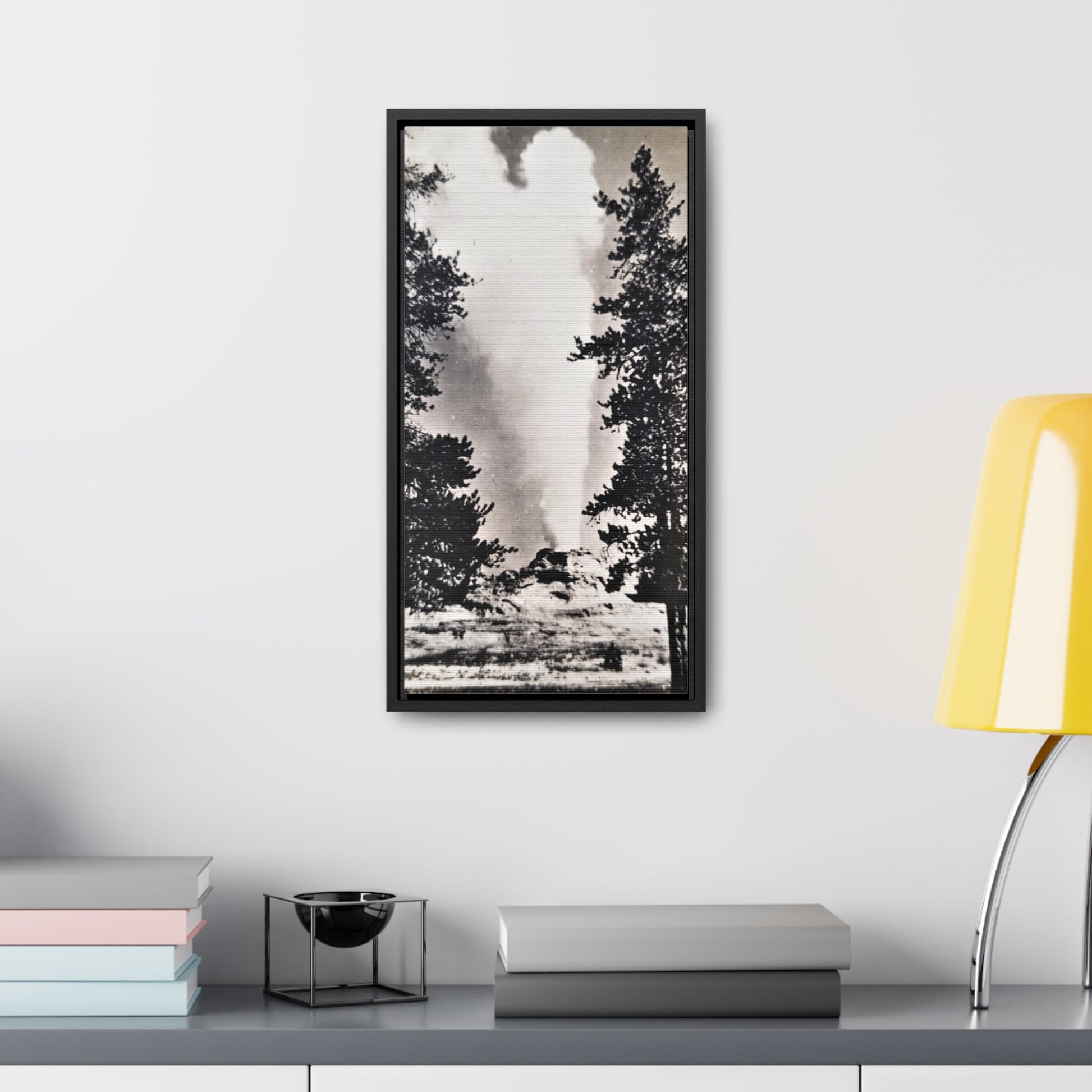 Castle Geyser Yellowstone Gallery Canvas Wraps Vertical Frame - 10″ x 20″ Premium Gallery Wraps (1.25″) Black - Canvas
