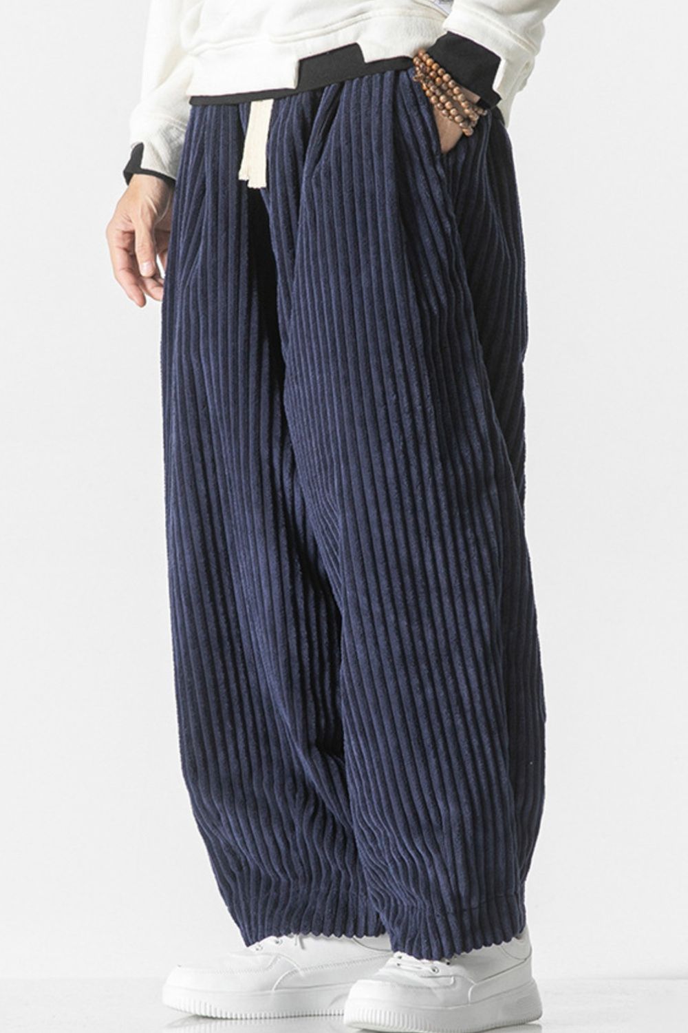 Men's Plus Size Corduroy Wide Leg Casual Pants - -