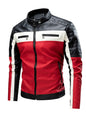 Men's Plus Size Contrast Zip Up Long Sleeve Jacket - Scarlet -