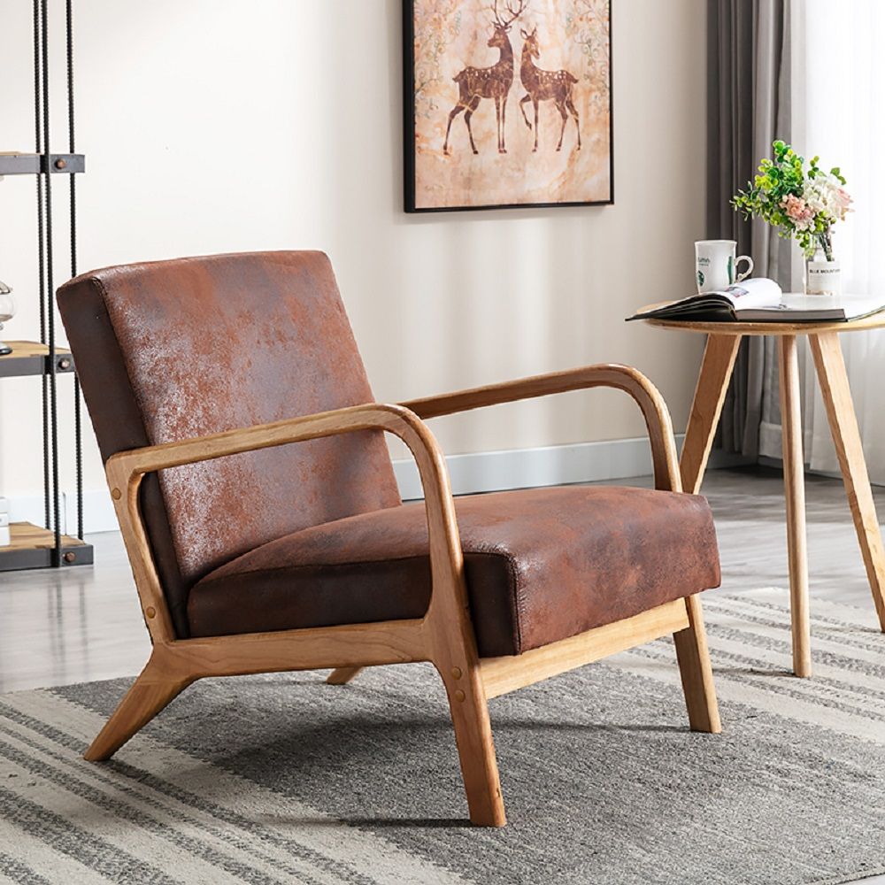 Classic Mid-Century Modern Accent Chairs, Open Framed Armchair With Cushioning- Unique Piece Furniture- {{Product type}}