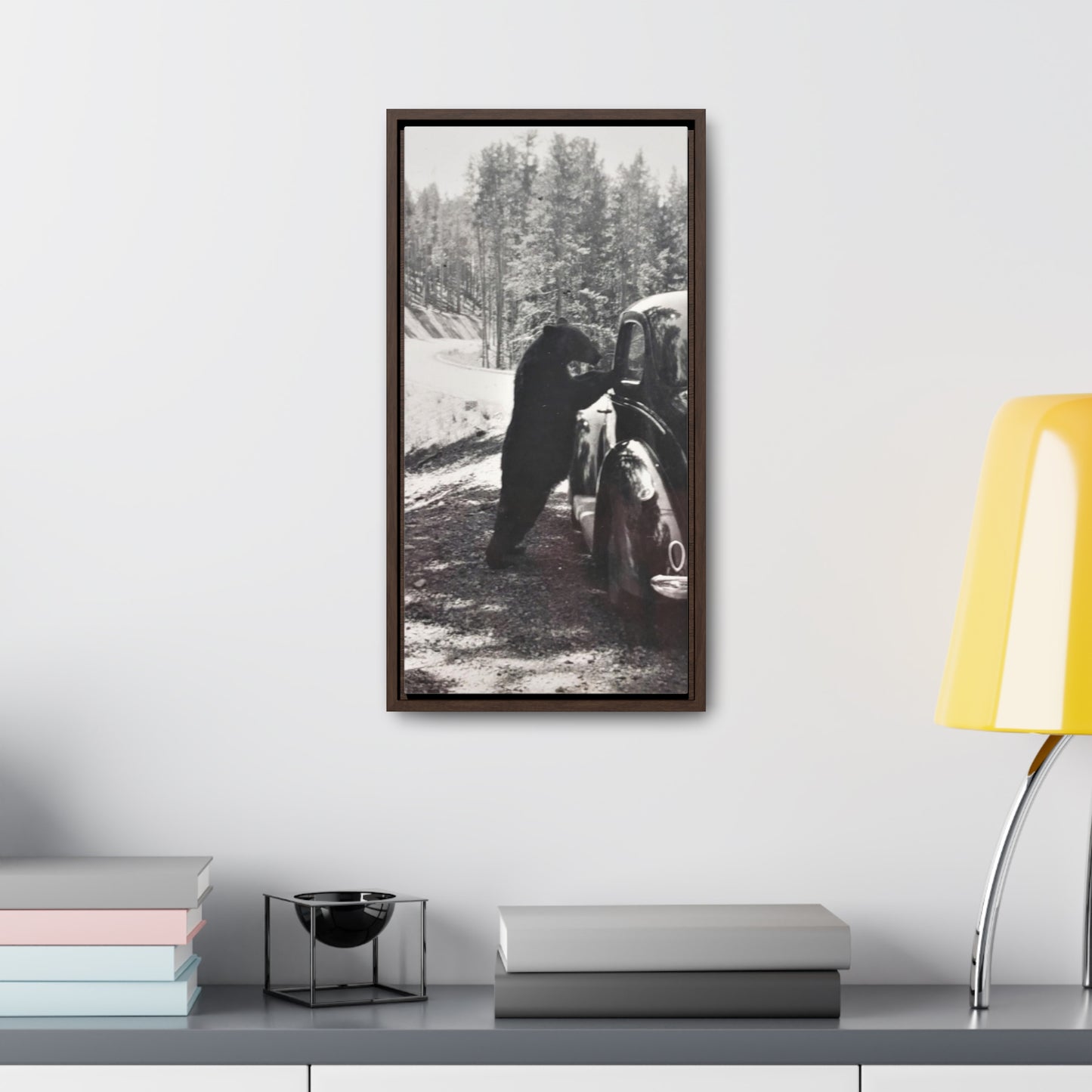 Yellowstone Bear Car Gallery Canvas Wraps, Vertical Frame