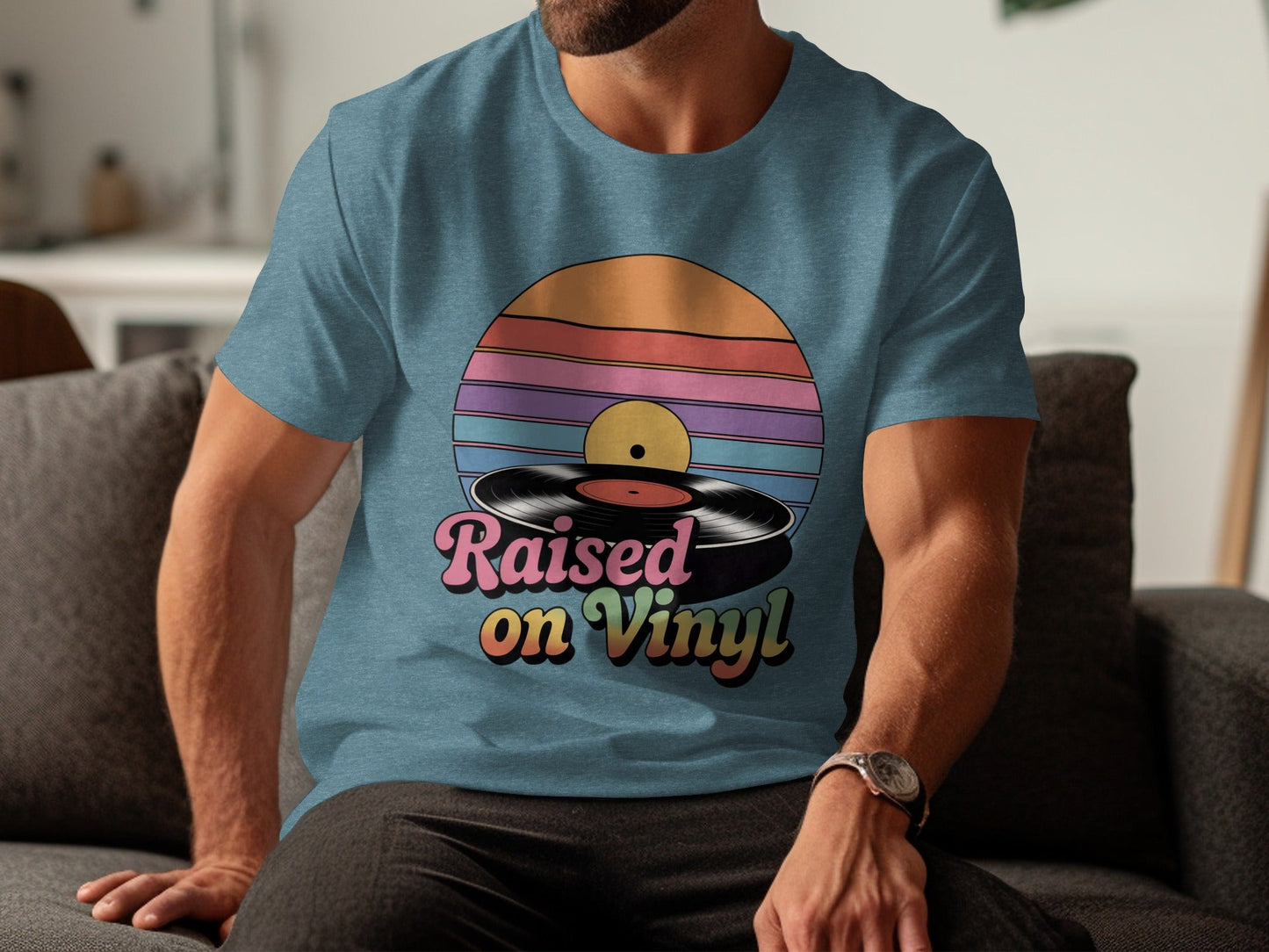 Raised On Vinyl Vintage Retro Style Design Graphic T-Shirt- Cloud 16 Clothing Co.- {{Product type}}