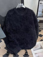Men's Fluffy Knit Pullover Sweater - Black -