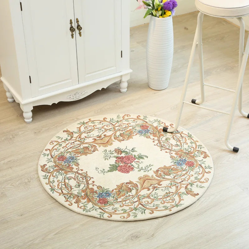 Chenille Circle Turkish Carpet Non-Slip Machine Washable Manageability