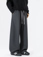 Men's Plus Size Loose Fit Drawstring Wide Leg Pants - Dark Gray -