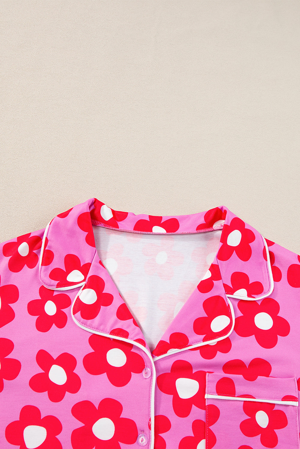Flower Print Short Sleeve Shirt Pajamas Set- Wild and Free Boutique- {{Product type}}