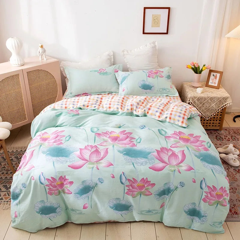 100%Cotton Duvet Cover Flat Sheet Bedding Sets