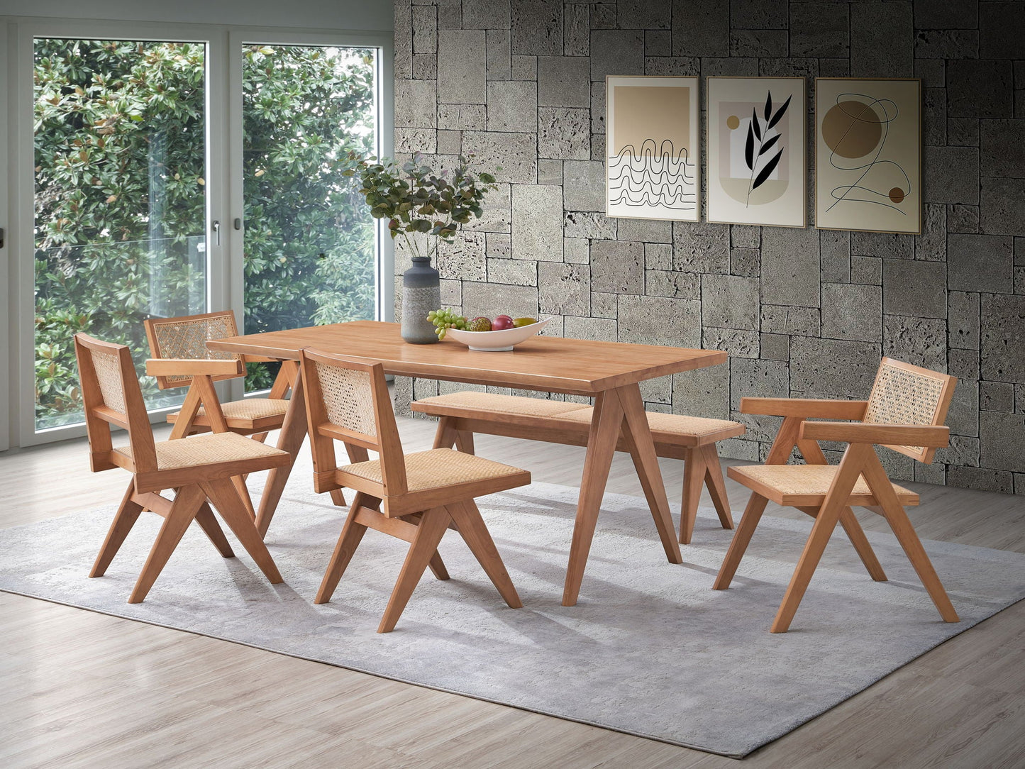 Valentina - 6 Piece Patio Furniture Set - Rattan / Natural- Unique Piece Furniture- {{Product type}}