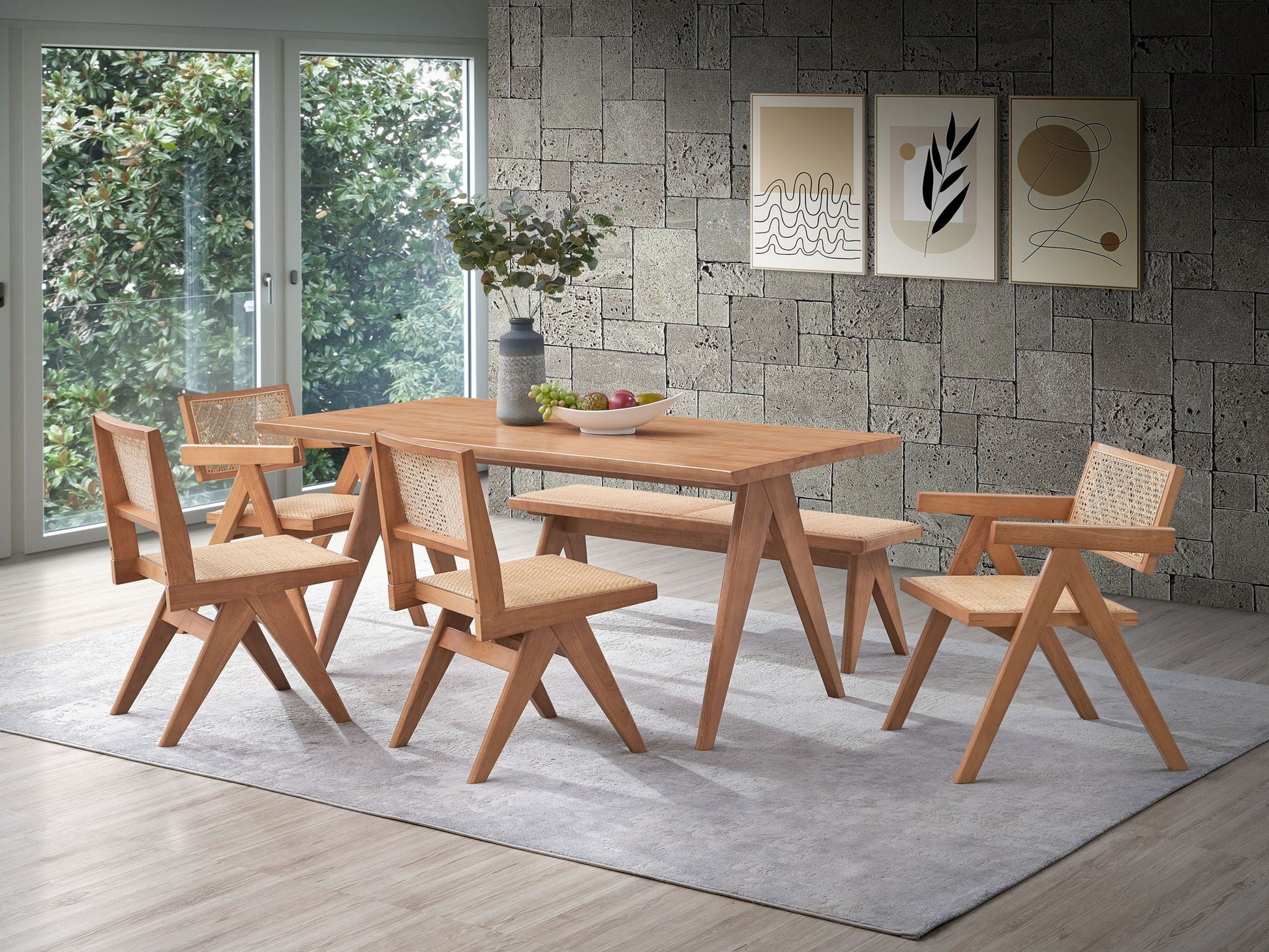 Valentina - 6 Piece Patio Furniture Set - Rattan / Natural- Unique Piece Furniture- {{Product type}}