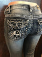 Retro Embroidered Skull Skinny Denim Jeans - Black Gray XL - Women's Fashion - Women's Clothing - Bottoms - Jeans