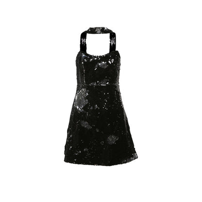 Chic Halter Party Dress - Black S - dress