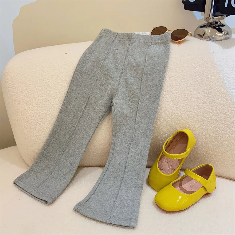 Loose Elastic Waist Flare Pants grey