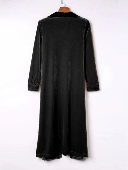 Open Front Long Sleeve Coat - -