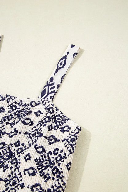 Bohemian Print Wide Leg Jumpsuit - -