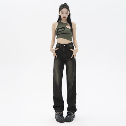 High Waist Wide Leg Jeans for Women - Retro Style - Blue Lengthened L - Women's Fashion - Women's Clothing - Bottoms - Jeans
