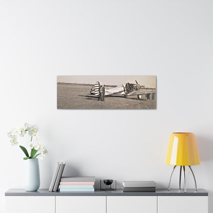 Army Pursuit Plane Ames Airport 1939 Canvas Gallery Wraps 36″ x 12″ 1.25"