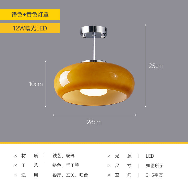 Nordic Brass Ceiling Light for Vintage Japanese Balcony - 28cm yellow + Chrome -12W Warm Light - light