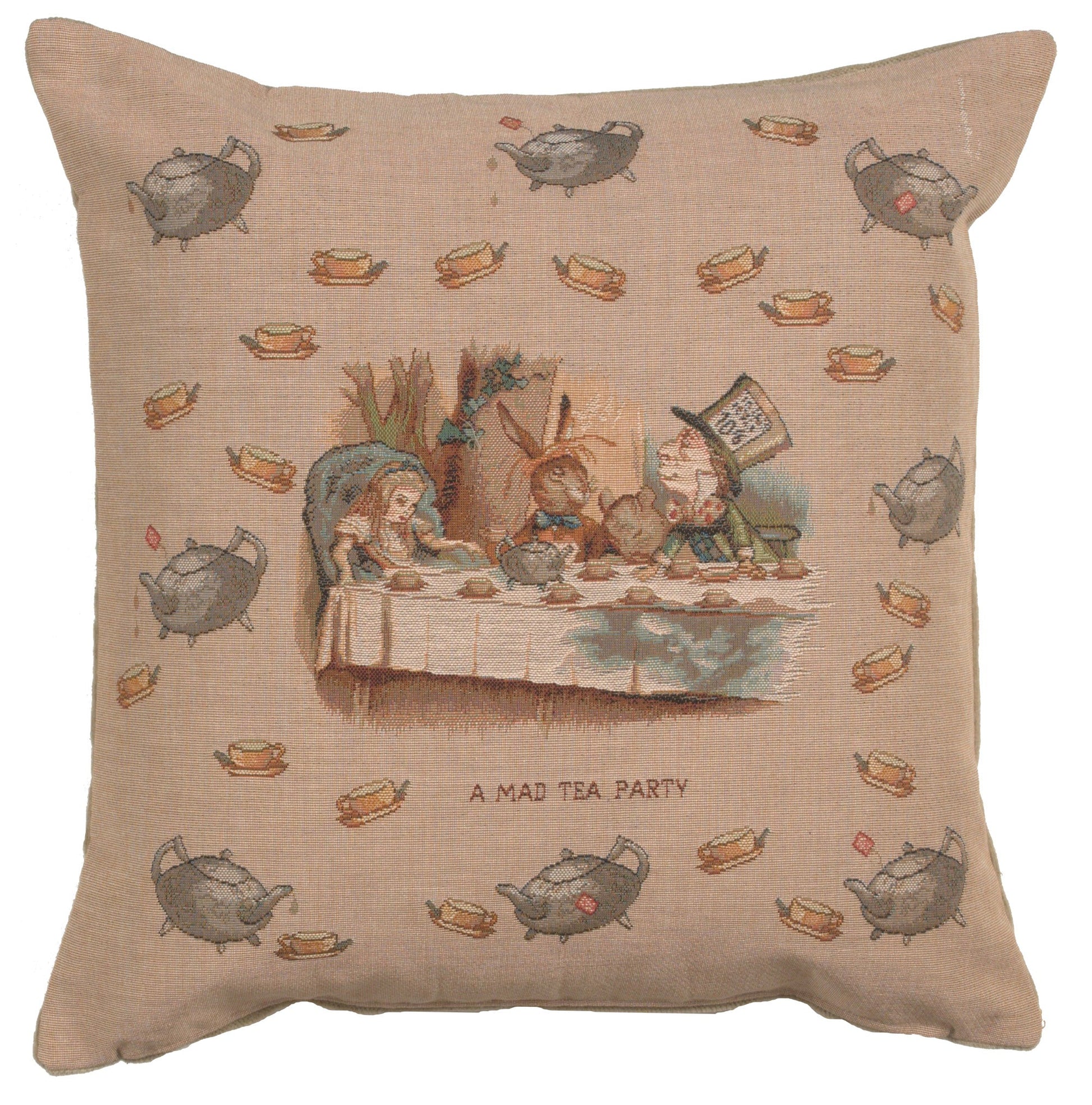 The Tea Party Alice In Wonderland French Cushion - - Tapestry