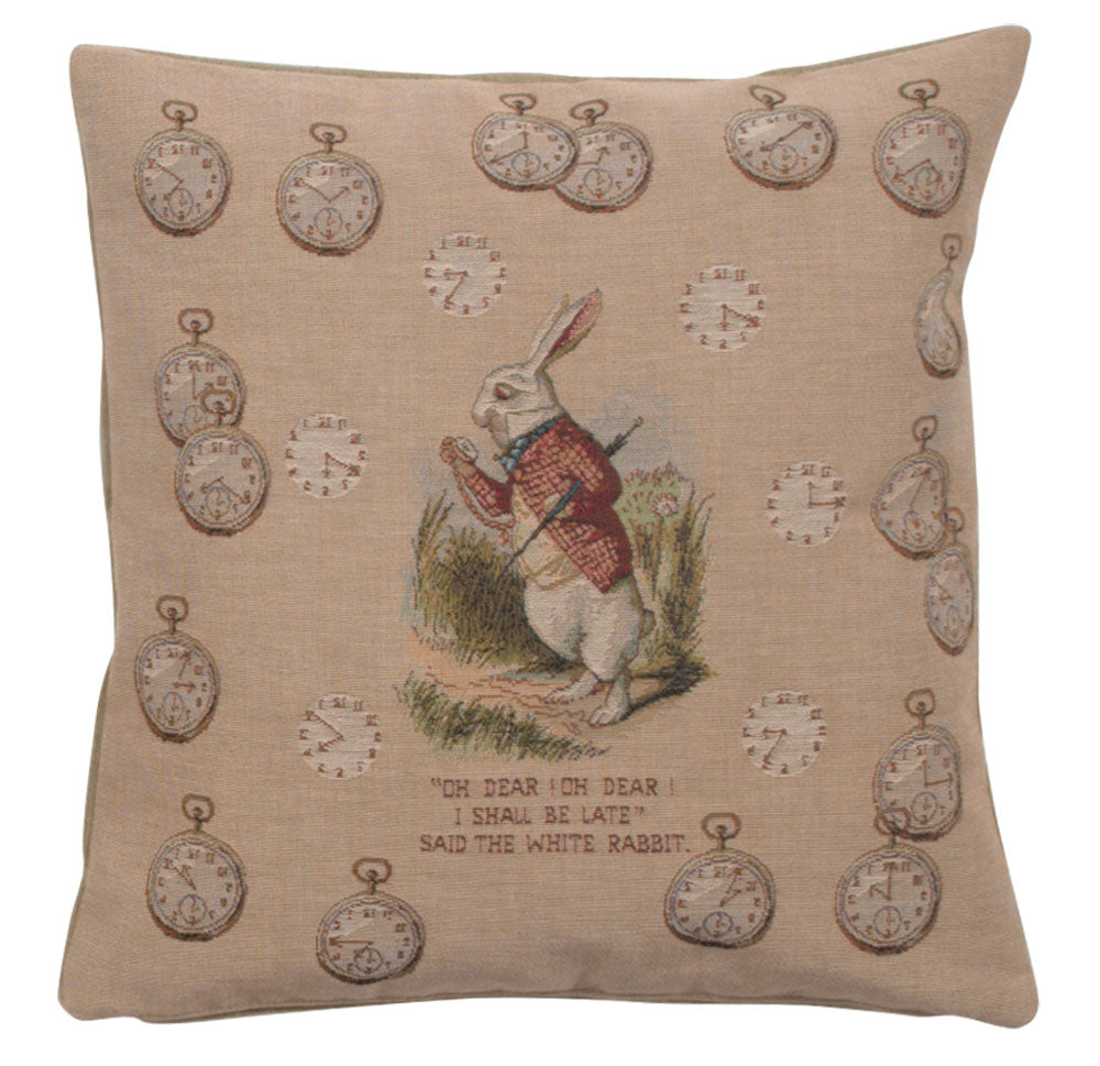 Late Rabbit Alice In Wonderland French Cushion - - Tapestry