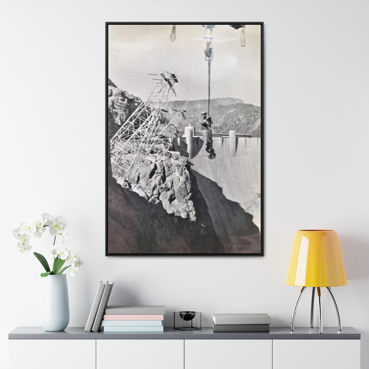 Suspended Boulder Dam Worker Gallery Canvas Wraps, Vertical Frame