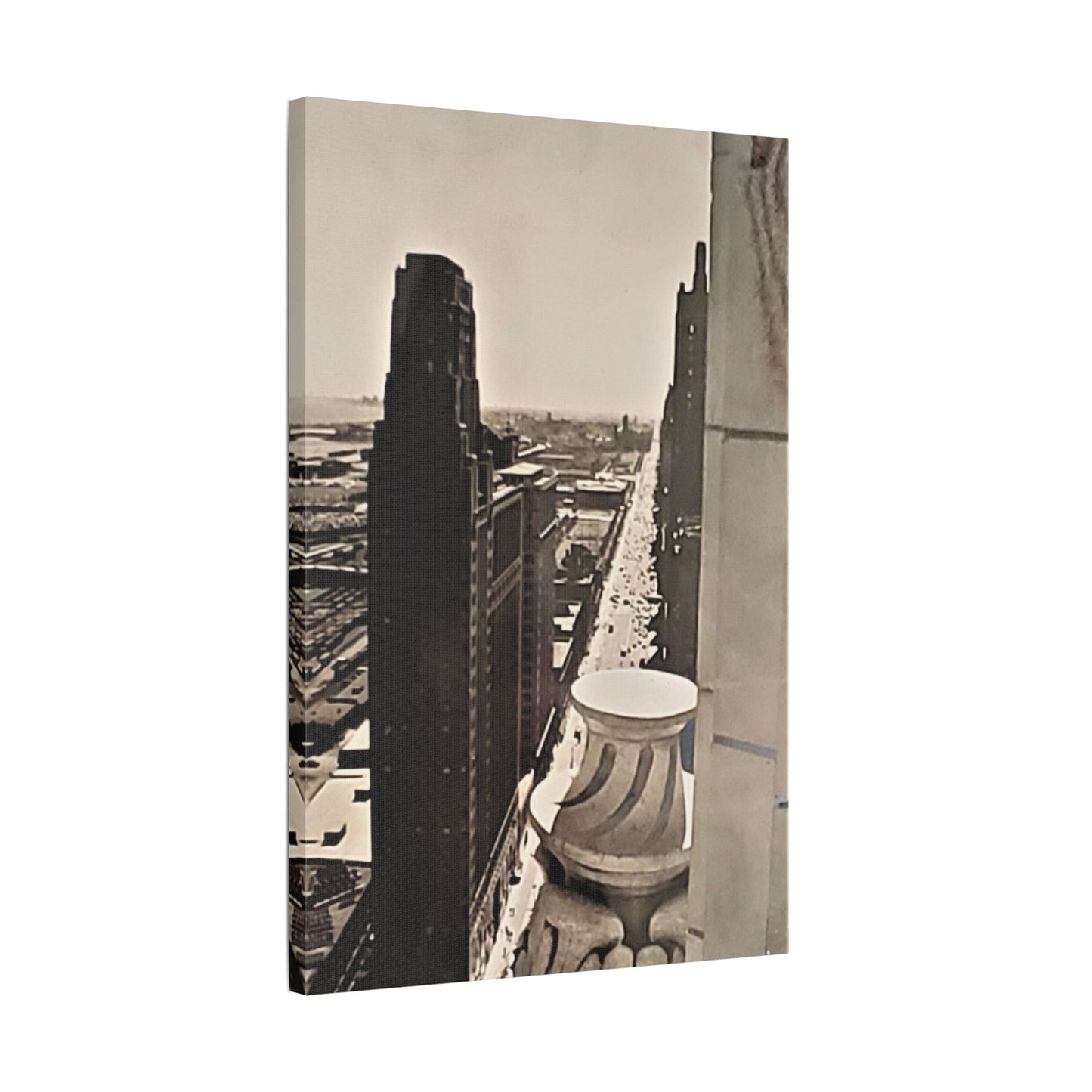 Michigan Ave Chicago Satin Canvas Stretched