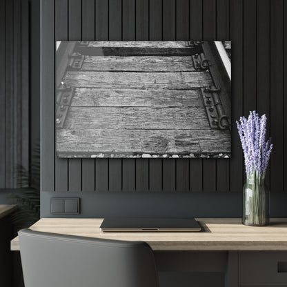 Railroad Track Black & White Acrylic Print — Vintage Track Photography Wall Art French Cleat Hanging - 36" x 24" (Horizontal) 0.25'' - Home Decor