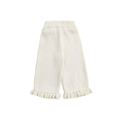 Girls Knitted Pants Wide Leg white