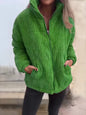 Full Size Zip Up Turtleneck Long Sleeve Winter Coat Plus Size - Green -