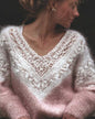 Womens Digitalprint Vneck Loose Sweater With A SoftCozy Feelperfect For Casual Wear - Pink - Women's Fashion - Women's Clothing - Sweaters