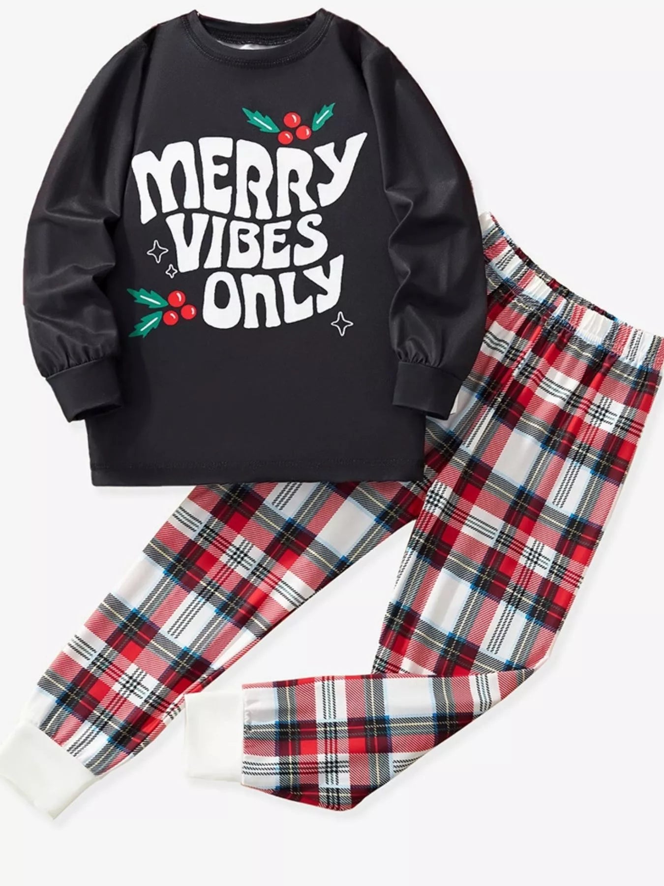 Children's Merry Vibes Only Christmas Pajama Set - -