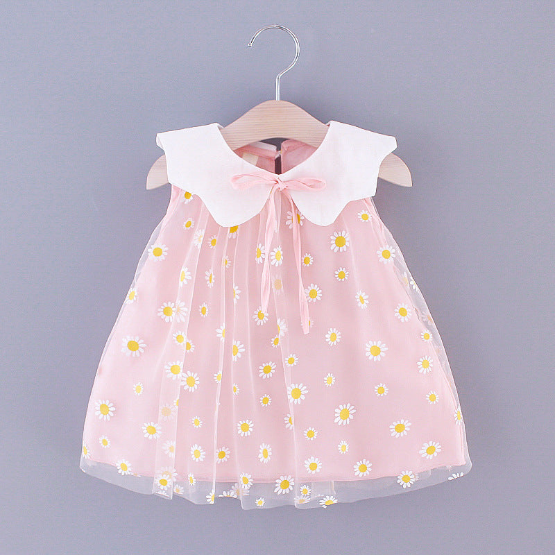 Sweet Mesh Sleeveless Kids Dress - Pink 100cm - baby dress