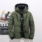 Mens Short Down Jacket with Hood - Green 4XL - Coat