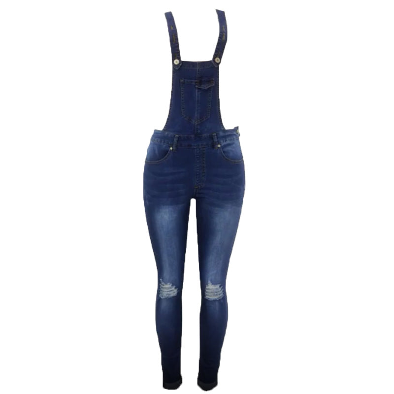 Womens Retro Cropped Jeans Coveralls - - coveralls