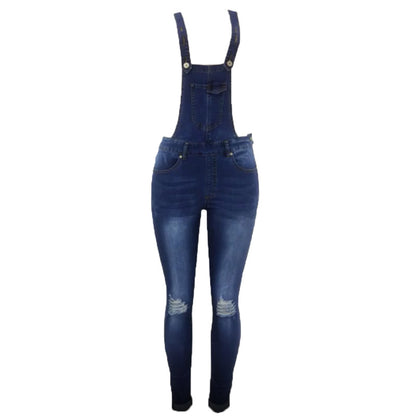 Womens Retro Cropped Jeans Coveralls - - coveralls