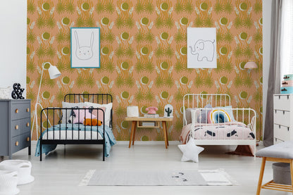 Yucca Moon Wallpaper, peach and green- Samantha Santana Creative- {{Product type}}