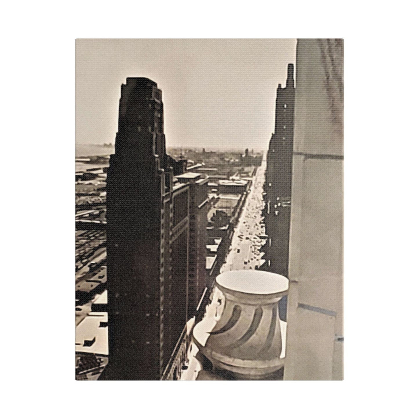 Michigan Ave Chicago Satin Canvas Stretched