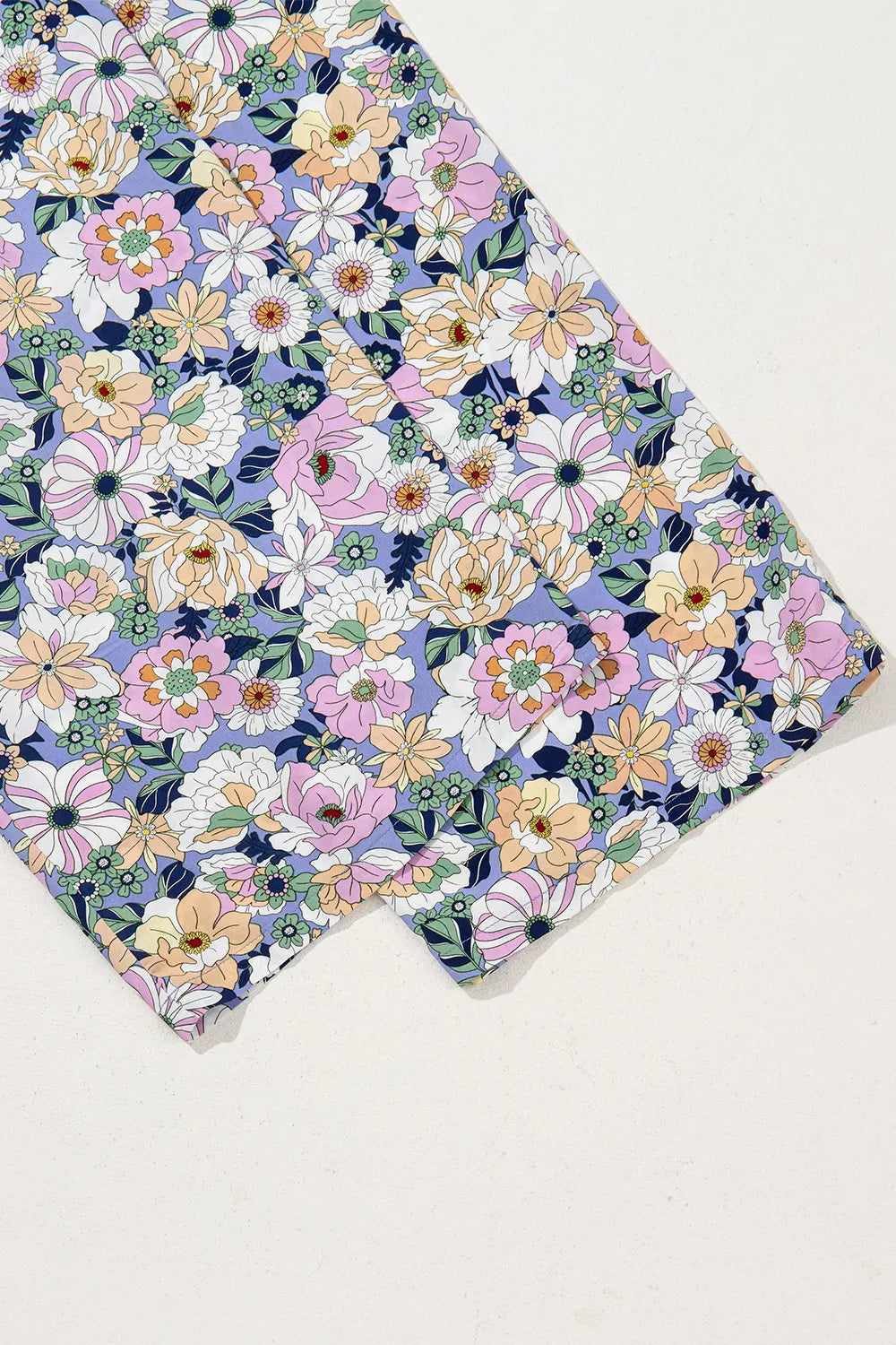 Floral Print Smocked High Waist Square Neck Jumpsuit - -