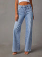 High Waist Straight Jeans with Pockets - Light -